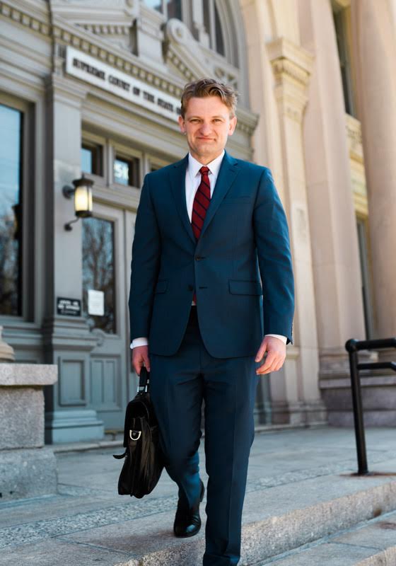 Attorney Severyn Rebisz outside the courthouse